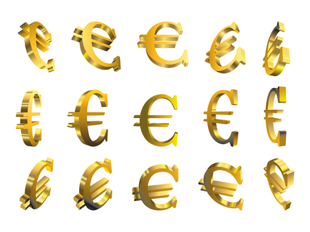 3d illustration of a rotated euro symbolのイラスト素材
