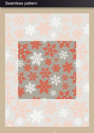 Seamless Pattern - Winter inspired design - Red snowflakes over neutral backgroundのイラスト素材