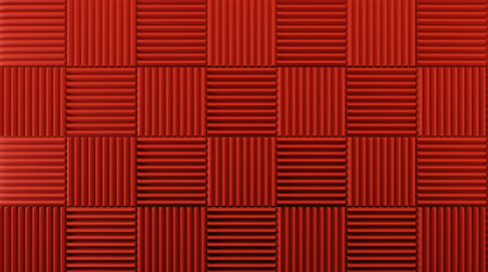 Red corrugated cardboard background. 3d rendering, 3d illustration.の写真素材