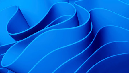 Abstract blue background with curved lines. 3d rendering, 3d illustration.の写真素材