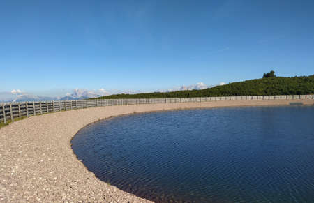 Lago Nero on the top of Corno del Renon - Italyの写真素材