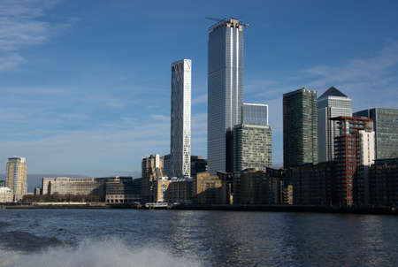 View of London skyscrapers from the Thames.の写真素材