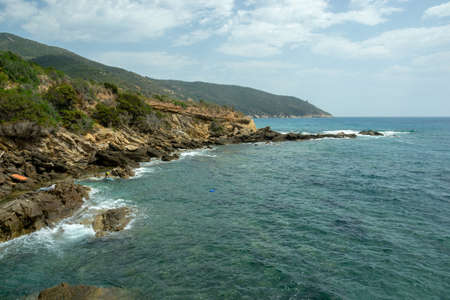 The Argentario cliff on the Tyrrhenian sea in Tuscany - Italyの写真素材