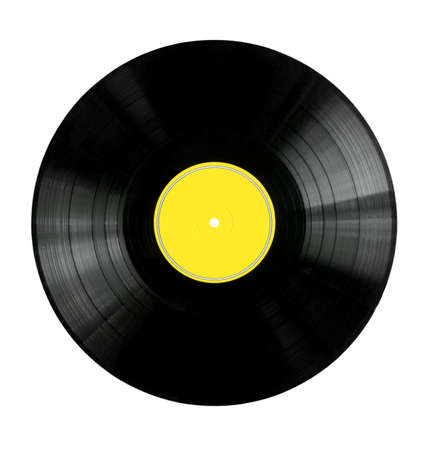Vinyl 33rpm record with yellow label.   の写真素材