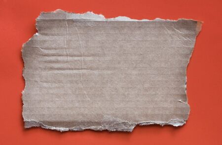 Torn blank corrugated cardboard, ready for your message.の写真素材
