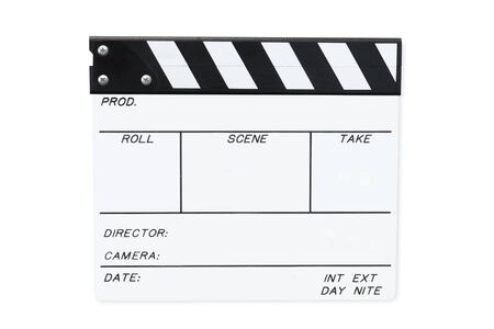White film/video clapperboard, isolated on white.  Clipping path included.の写真素材