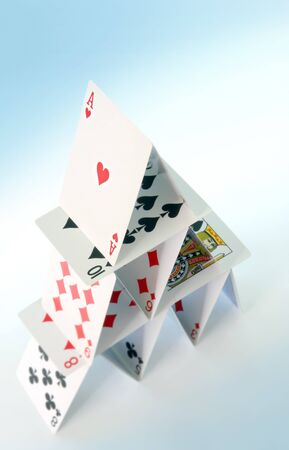 House of cards, viewed from above, with blue tone.