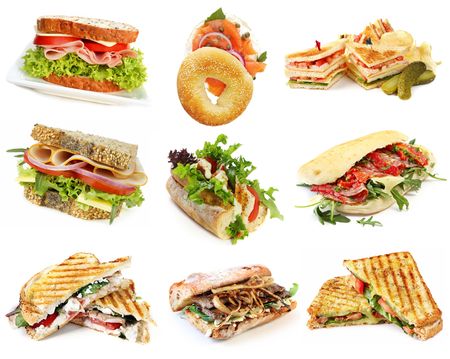 Collection of sandwiches, isolated on white.の写真素材