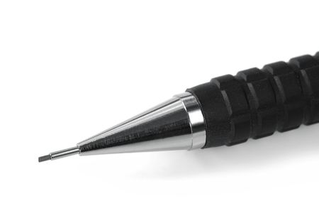 Tip of sharp mechanical pencil, over white background with soft shadow.の写真素材