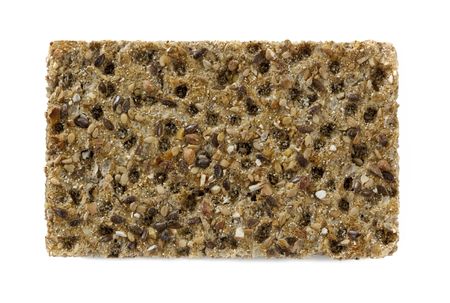 Wholegrain crispbread, isolated on white background.の写真素材