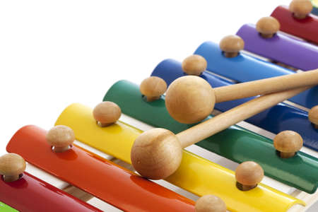 Toy xylophone over white background.  Colorful fun.