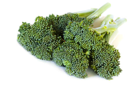 Fresh green broccolini, isolated on white background.の写真素材