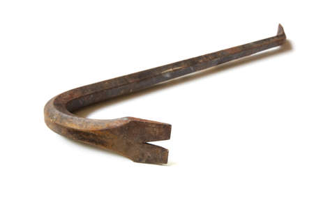 Rusty old crowbar, isolated on white with soft shadow.の写真素材
