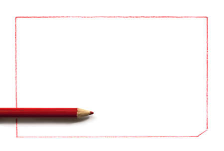 Red pencil over drawn rectangular border.  Lots of copyspace for your message.の写真素材