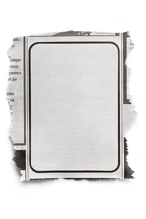 Blank newspaper ad, ready for your text   Isolated on white with natural shadow のeditorial素材