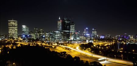 Perth, Western Australia, viewed at night from Kingの写真素材