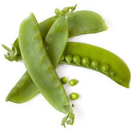 Snow peas or mange-tout, isolated on white background の写真素材