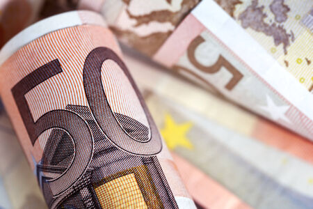 Euro notes in full frame background.の写真素材