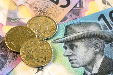 Australian money background.  Coins and notes.の写真素材