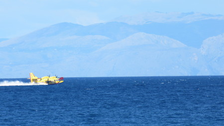canadair fill with water from the sea