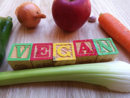 vegan word and vegetablesの写真素材