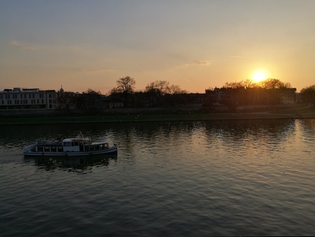 sunset over the Vistula Riverの写真素材