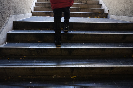 section of girl in the underpassの写真素材