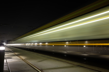 Train passage at night