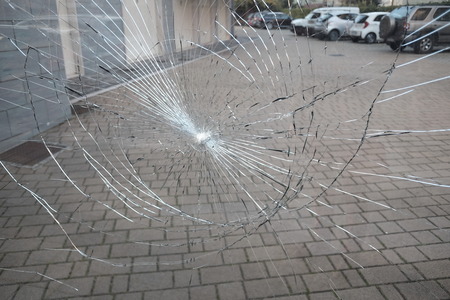 condominium gate of broken glass