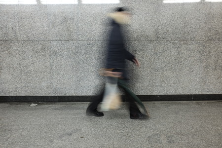 person blurred in the underpassの写真素材