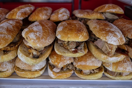 sandwiches with porkの写真素材