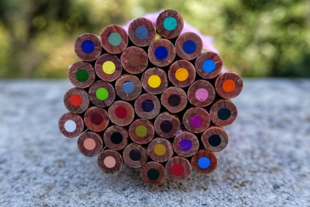 color pencils on the table