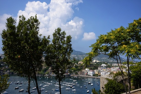 panoramic views of Ischia bridgeの写真素材