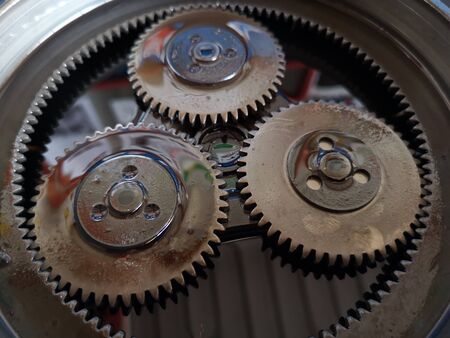 motor gears disassembled with oilの写真素材