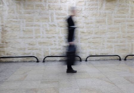 passenger blurry with trolley at the airportの写真素材