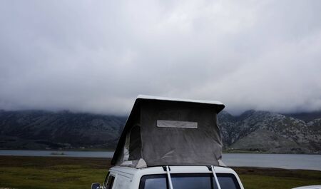 van with sleeping cabin aboveの写真素材