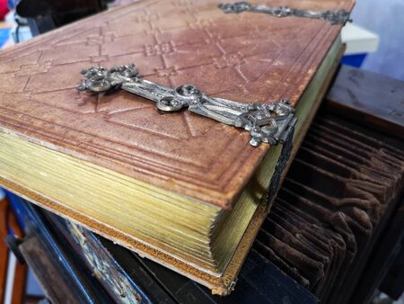 old closed photo album detailの写真素材