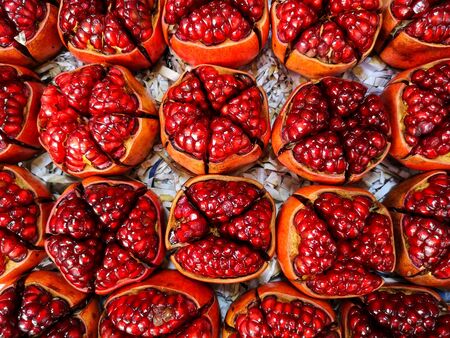 beautiful composition of open pomegranatesの写真素材
