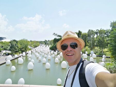 selfie in marina bay in singapore