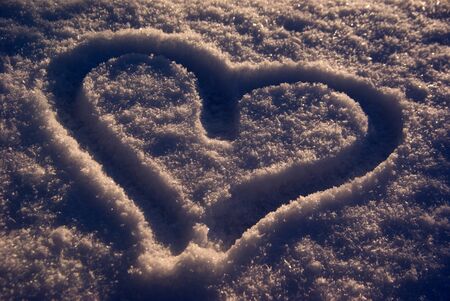 Heart in the snowの写真素材