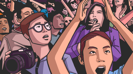 Illustration of people partying in colorのイラスト素材