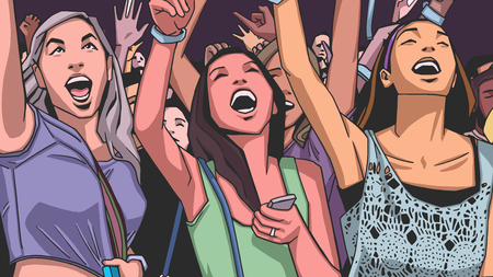 Illustration of people partying in colorのイラスト素材