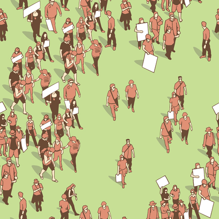 Seamless texture / pattern / background with demonstrating crowd in vintage colorsのイラスト素材