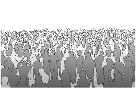 Illustration of large mass of people in perspective