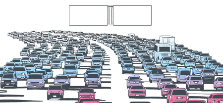 Illustration of rush hour traffic jam on freewayのイラスト素材