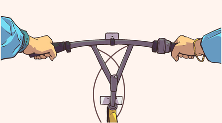 Stylized illustration of person holding bicycle handlebarのイラスト素材