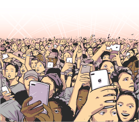Background art of party people at concertのイラスト素材