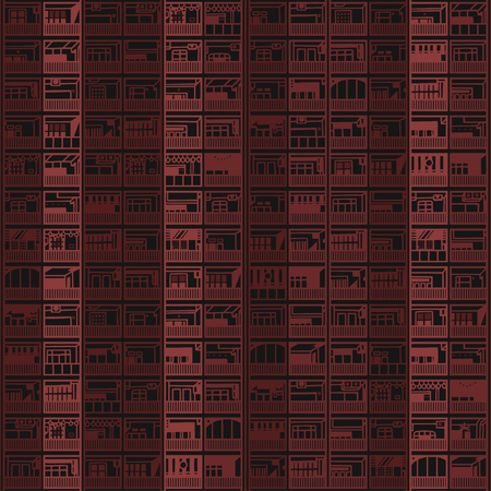 Seamless pattern of residential, commercial office buildingのイラスト素材
