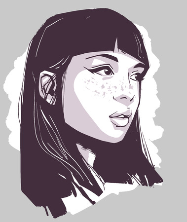 Portrait illustration of lovely girl wearing makeupのイラスト素材