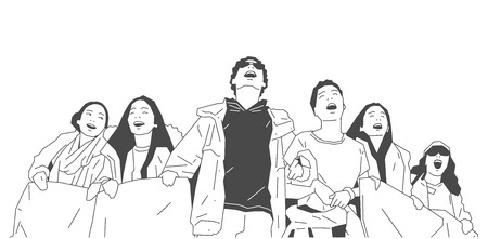 Illustration of young american students protesting against gun controlのイラスト素材